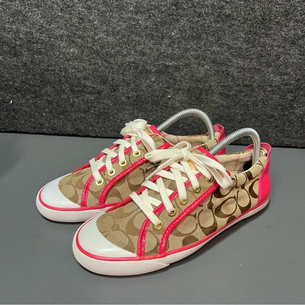 Coach Barrett Signature Brown Canvas Sneakers Women’s Size 8.5 - Picture 9 of 14